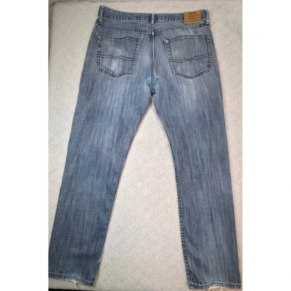 Lucky Brand 221 Straight Jeans Mens 36 Blue Distressed Denim